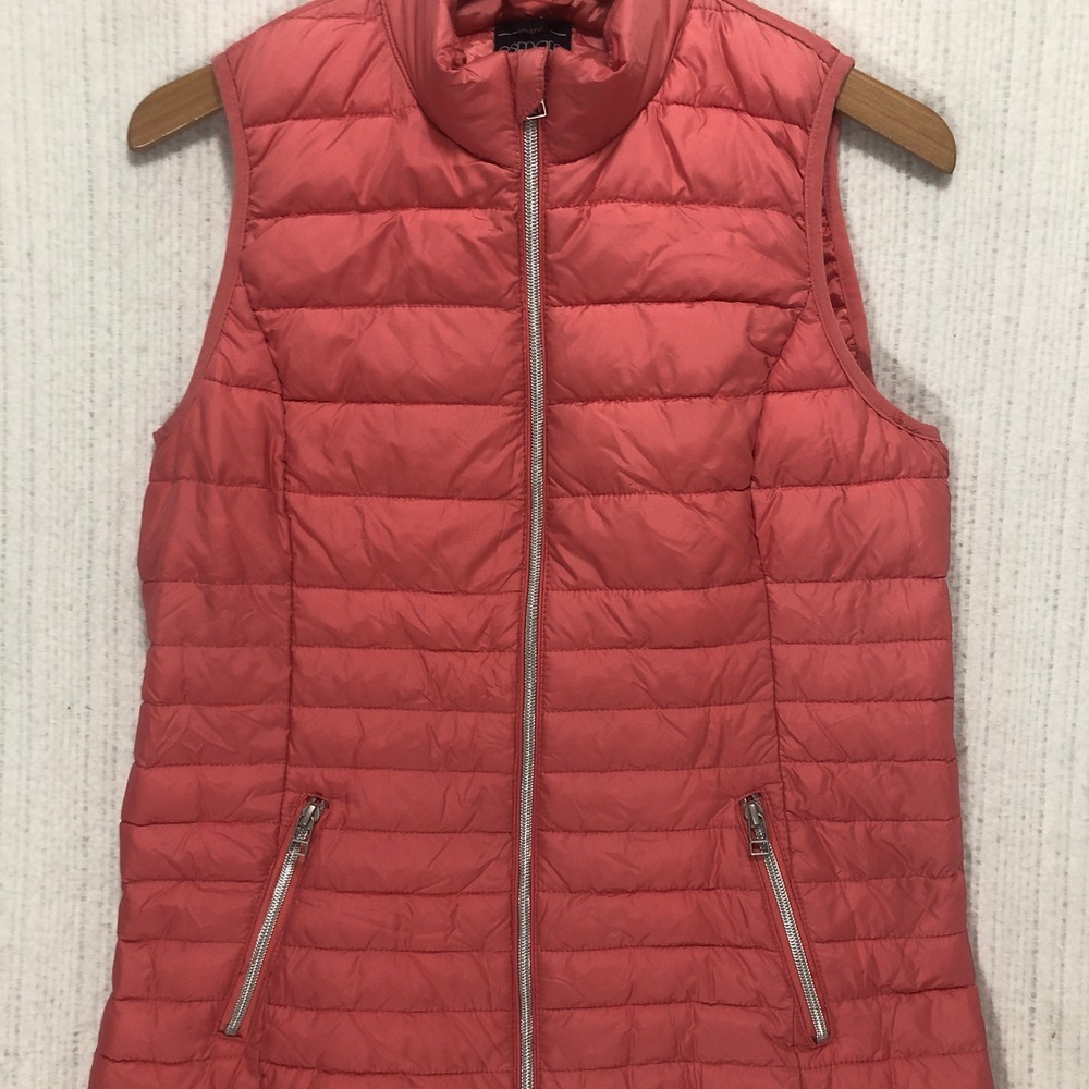 Esmara Womens Coral Pink Quilted Lightweight Puffer Vest Full Zip Small S 4-6